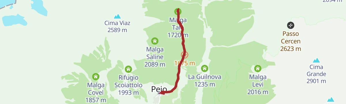 Route map: Peio Paese - Capercaillie Forest